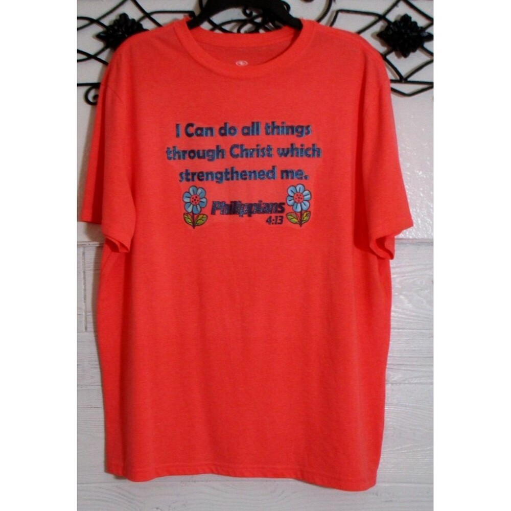 Athletic Works Women's Shirt Size L Short Sleeve Coral Round Neck